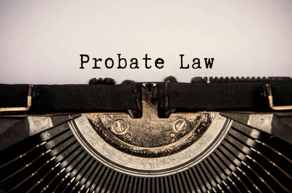 Probate law text typed on an old vintage typewriter.