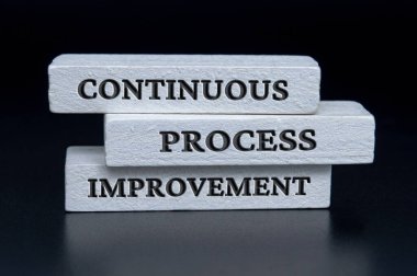 Continuous process improvement text on white wooden blocks. Continuous improvement concept. clipart