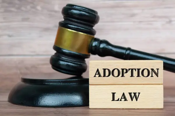 Adoption Law Text Engraved Wooden Blocks — Stock Photo, Image