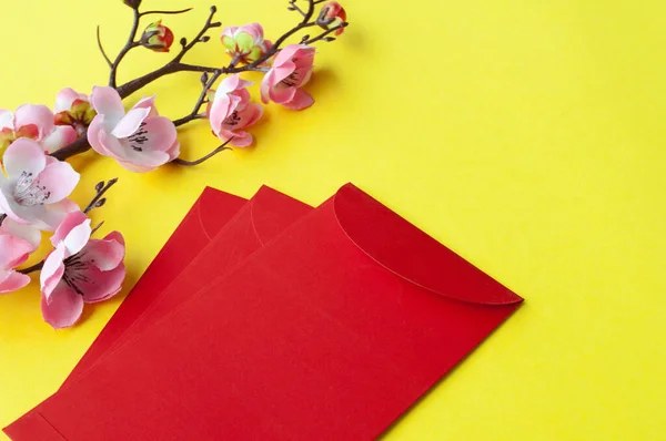 Chinese New Year red packet with customizable space for text or wishes. Chinese New Year celebration concept.