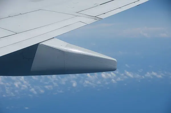 stock image The Enchanting Perspective of Airplane Wings from Your Window Seat.