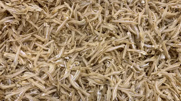 stock image Top view of anchovies displayed in supermarket.