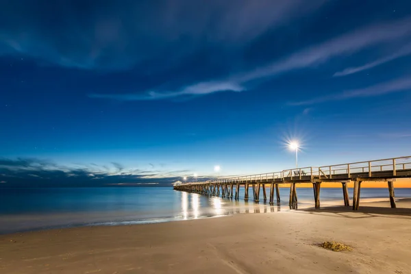 Пристань Генлі Біч Освітлена Вночі Південна Австралія — стокове фото