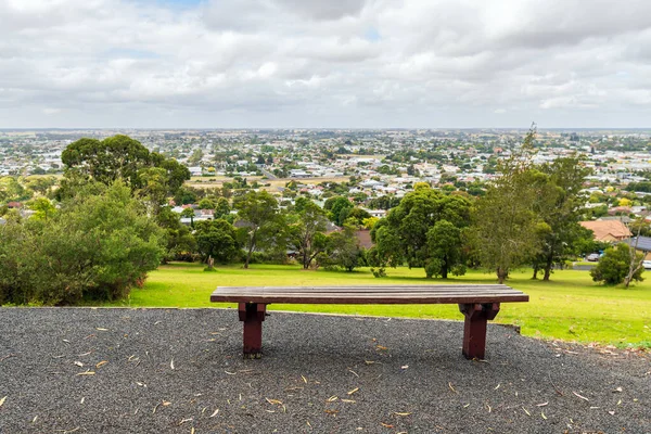Bench View Mount Gambier Town Potters Point Lookout Day South — Stock Photo, Image