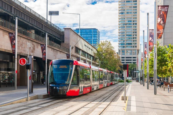 Sydney Nsw Australië April 2022 Lichte Tram Sydney City Beëindigd Stockfoto