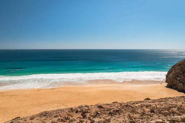 stock image Ethel Wreck Beach with no people viewed from the lookout on a bright day, Yorke Peninsula, South Australia