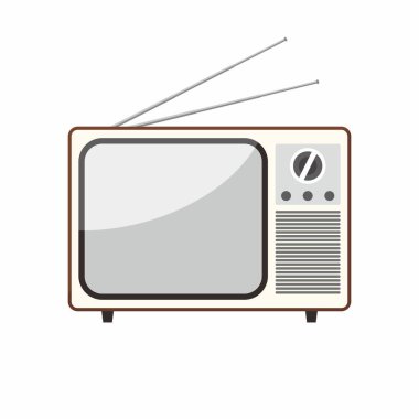 Eski klasik antika tüp analog TV televizyon vektör illüstrasyonu beyaz arka planda