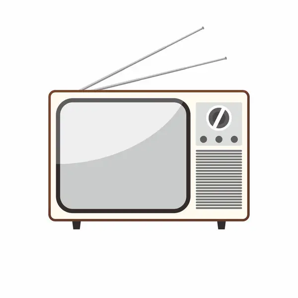 Eski klasik antika tüp analog TV televizyon vektör illüstrasyonu beyaz arka planda