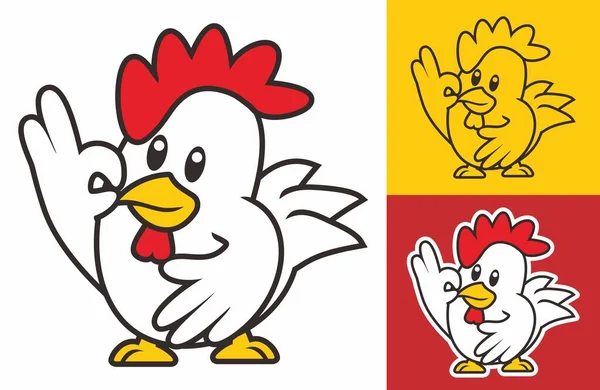 Tavuk Logosu Karakteri Maskot Şirin Horoz Görüntü Vektörü İllüstrasyonunu Kaldırdı