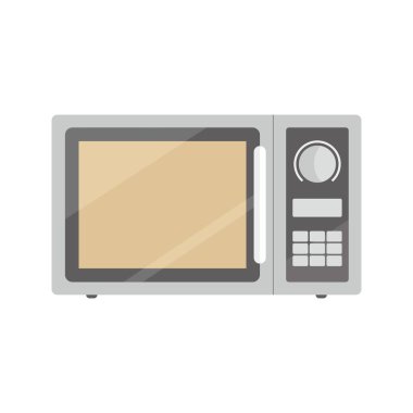 Mikrodalga fırın ev gereçleri önden görüntü vektör çizimi izole edilmiş beyaz arkaplan