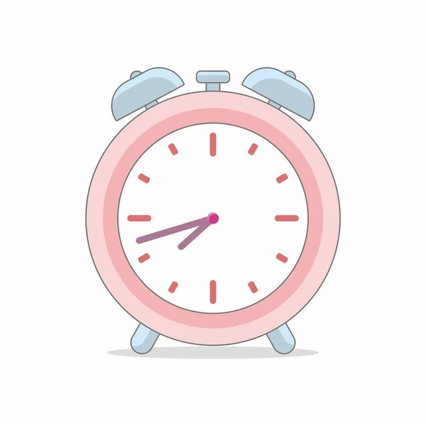 Beyaz arkaplanda izole edilmiş pembe şirin alarmlı saat resmi çizgi film vektör çizimi
