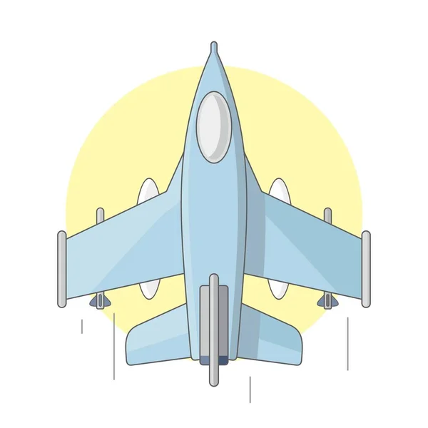 Üst görünüm jet savaş uçağı çizgi film görüntü çizim vektörü beyaz arkaplanda izole