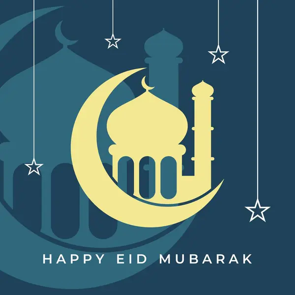 Cami silueti ay yıldızı bayram bayramı resmi tebrik kartı çizimi
