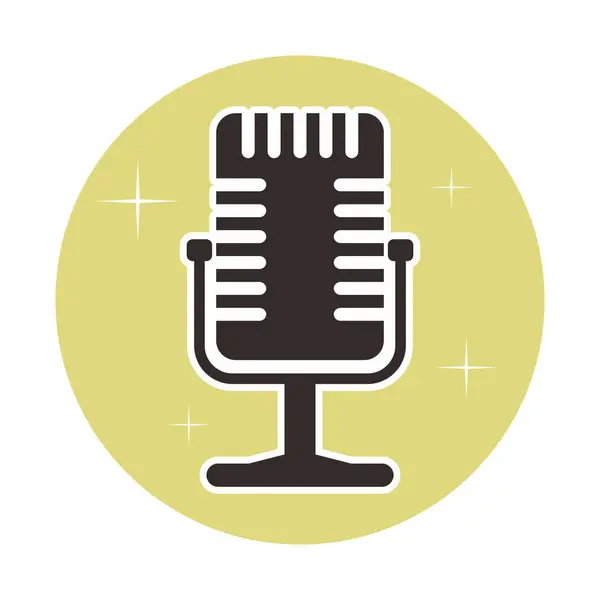 Podcast mikrofon siluet görüntü vektör çizimi
