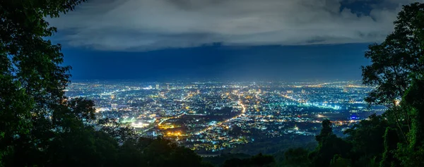 Noite Cidade Ponto Vista Topo Montanha Chiang Mai Tailândia Imagem De Stock