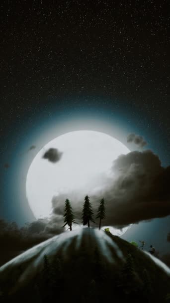 一群怪物在满月的背景下奔跑 万圣节之夜视频明信片的概念 万圣节之夜的美丽概念 垂直录像 — 图库视频影像