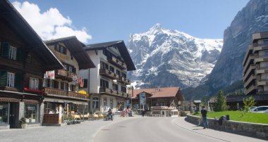 View of the city in Alps mountains