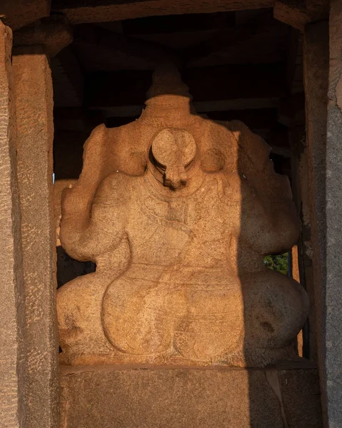 Świątynia Sasivekalu Ganesha Hampi Ogromny Posąg Pana Ganeshy Wyrzeźbiony Pojedynczego — Zdjęcie stockowe