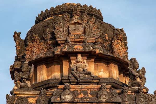 stock image Beautiful sculptures on the Krishna Temple in Hampi. Hampi, the capital of the Vijayanagar empire is a UNESCO World Heritage site.