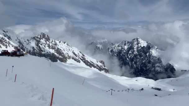 Ski Area Zugspitze Highest Mountain Germany Germany Bavaria Oberbayern Upper — Stock Video