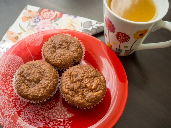 Plate Muffins Mug Orange Juice — Stock Photo, Image
