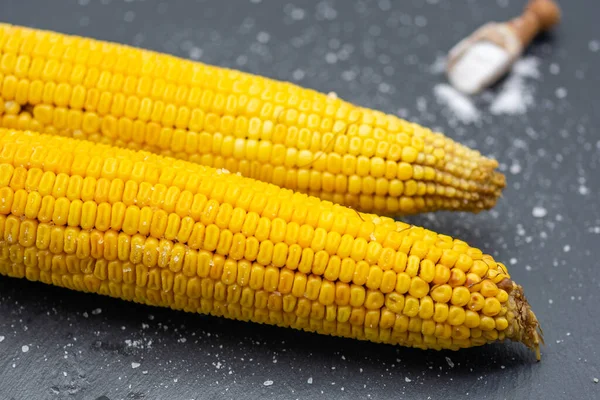 Gotowana Dojrzała Kukurydza Solą — Zdjęcie stockowe