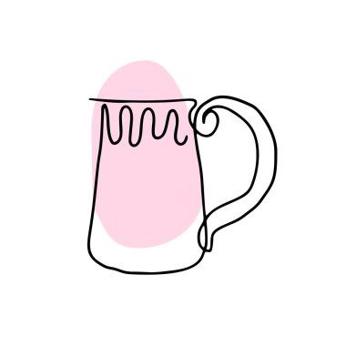 Beyaz zemin üzerinde soyut şekiller izole edilmiş el çizimi aralıksız mürekkepli bira bardağı.