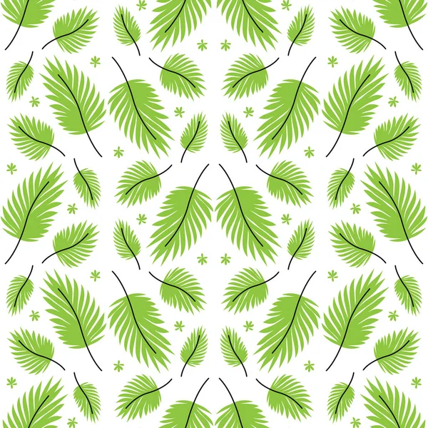 Seamless Pattern Green Tropical Palm Leaves White Background Exotic Foliage — Archivo Imágenes Vectoriales