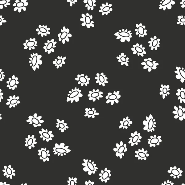 Ditsy Motif Monochrome Sans Couture Avec Des Fleurs Blanches Sur — Image vectorielle