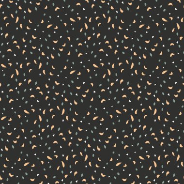 Siyah zemin üzerinde pastel noktalar olan küçük, pürüzsüz bir desen.