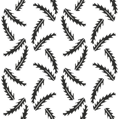 Beyaz arkaplanda siyah yapraklı siluetleri olan tek renkli, pürüzsüz desen