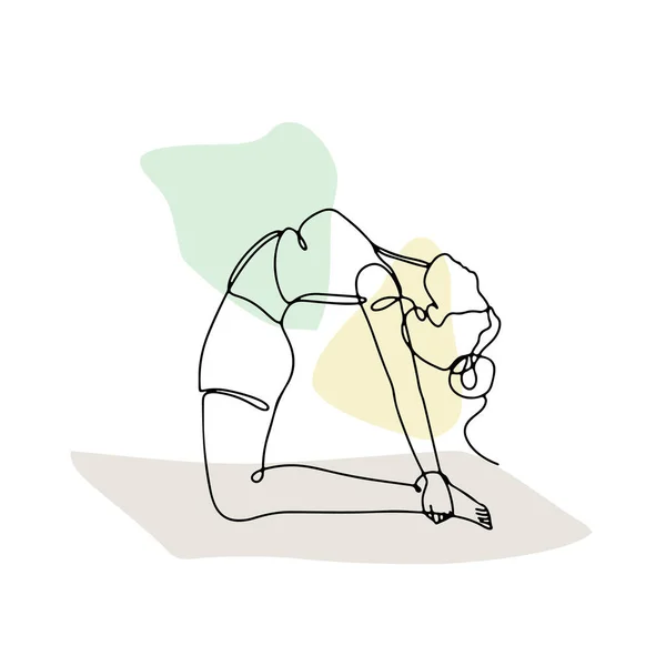 Einzeilige Zeichnung Eines Mädchens Kamel Yoga Pose Mit Abstrakten Formen — Stockvektor
