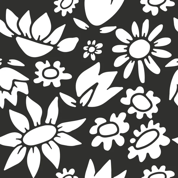 Einfarbige Nahtlose Muster Mit Abstrakten Retro Wildblumen Vintage Digitalpapier Mit — Stockvektor