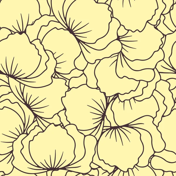 Bezešvé Vzory Retro Květinami 70S Styl Monochromatické Květinové Pozadí — Stockový vektor