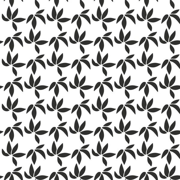 Einfarbiges Nahtloses Muster Mit Schwarzen Blättern Auf Weißem Hintergrund — Stockvektor