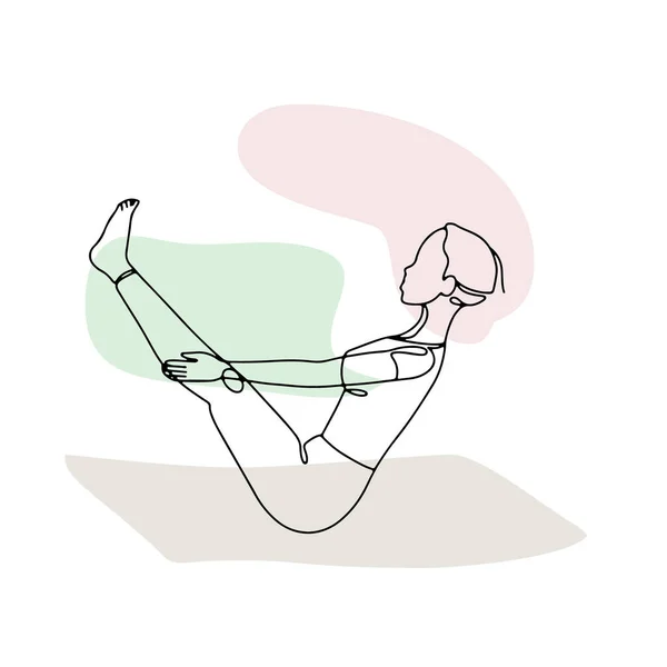 Jednoduchá Kresba Dívky Lodní Józe Abstraktními Tvary Lineární Ručně Kreslené — Stockový vektor