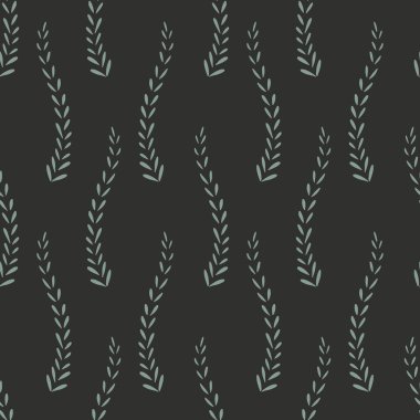 Siyah arkaplanda renkli yaprakları olan, pürüzsüz bir desen.