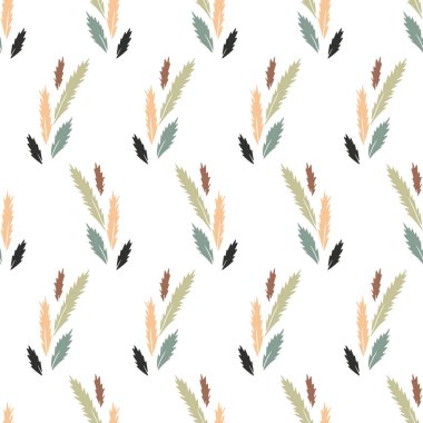 Ditsy pürüzsüz desen beyaz arkaplanda renkli yapraklar