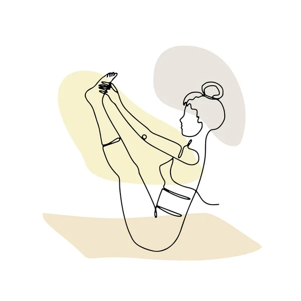 Single Line Disegno Una Ragazza Big Toe Tenere Posa Yoga — Vettoriale Stock