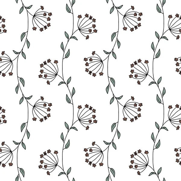 Bezproblémový Vzor Ručně Kreslenými Abstraktními Květy Line Umění Louka Květiny — Stockový vektor