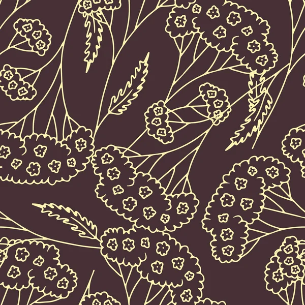无缝隙花纹复古花 70年代风格单色花卉背景 — 图库矢量图片