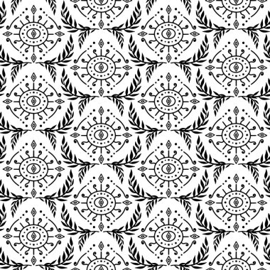 Beyaz arka planda kusursuz siyah Damask deseni. Soyut tekrarla monokrom arkaplanı.