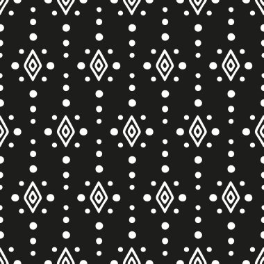 Tek renkli elmas şekilli ve noktalı kusursuz geometrik desen. Etnik soyut yinelenen arkaplan.