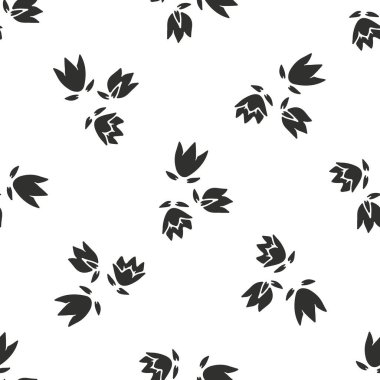 Beyaz arka planda siyah çiçekli, tek renkli, pürüzsüz desen. Retro çiçekli tekrar deseni.