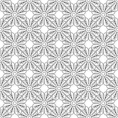 Kusursuz desenli, el çizimi, beyaz arka planda klasik çiçek kolyesi.