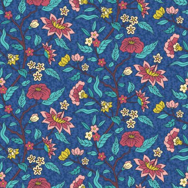 Çiçeksiz desenli, Kızılderili çiçek motifli. Pers boho şıklığı arka planda tekrarlanıyor. Kabile tekstil izi.