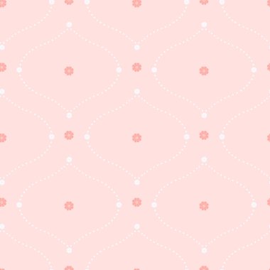Pembe arka planda beyaz ogee geometrik motifli kusursuz desen. Minimalist klasik soyut tekrarlanan duvar kağıdı.