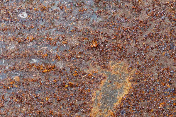 Paslı Metal Kahverengi Yakın Çekim Dokusu Grunge Duvar Arkaplanı — Stok fotoğraf