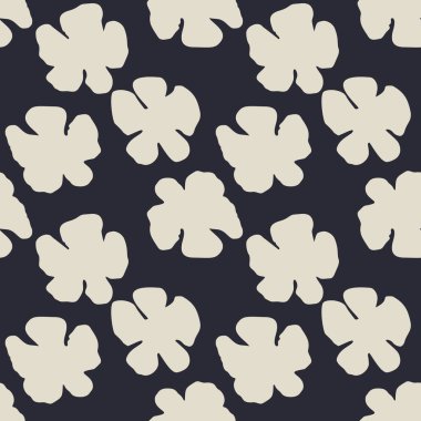 Tek renkli siyah beyaz fırça darbeleri mürekkepsiz çiçek desenleri. Soyut çiçek çağdaş arkaplanı.