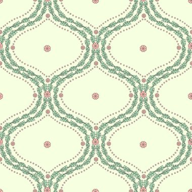 Krem arka planında siyah doğrusal ogee geometrik motifleri olan kusursuz desen. Minimalist klasik soyut tekrarlanan duvar kağıdı.